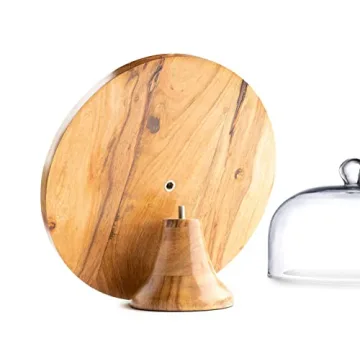 Royalty Art 4-in-1 Cake Stand with Dome, Cheese Board, Covered Platter, and Serving Tray for Pastries, Pies, Appetizers, and Holiday Treats, Decorative Kitchen Server and Display