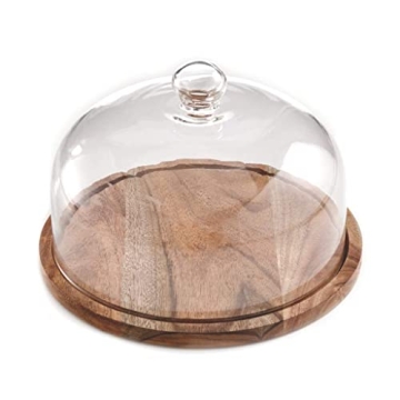 Royalty Art 4-in-1 Cake Stand with Dome, Cheese Board, Covered Platter, and Serving Tray for Pastries, Pies, Appetizers, and Holiday Treats, Decorative Kitchen Server and Display