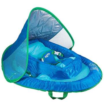 SwimWays Baby Spring Float with Adjustable Canopy and UPF Sun Protection, Blue