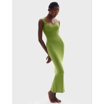 PUMIEY Maxi Dress Square Neck Cap Sleeve Summer Elegance