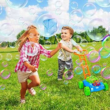 Bubble Lawn Mower Automatic Bubble Machine for Kids, Toddler Bubble Toys for 3 4 5 Year Old Boys Girls, Outdoor Push Toys for Toddlers 1-3, Christmas Holiday Birthday Gifts for Preschool Baby