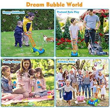 Bubble Lawn Mower Automatic Bubble Machine for Kids, Toddler Bubble Toys for 3 4 5 Year Old Boys Girls, Outdoor Push Toys for Toddlers 1-3, Christmas Holiday Birthday Gifts for Preschool Baby