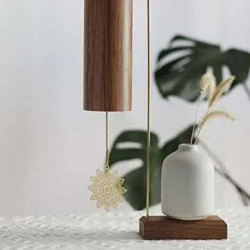 Mowind Chakra Chimes Natural Bamboo Wind Chimes Meditation Chord Windchime Wind Bell for Home Decoration Zen Mindfulness Heart Chakra