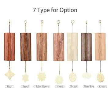 Mowind Chakra Chimes Natural Bamboo Wind Chimes Meditation Chord Windchime Wind Bell for Home Decoration Zen Mindfulness Heart Chakra