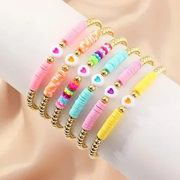 Colorful 6-Pc Gold Beaded Bracelet Set for Women