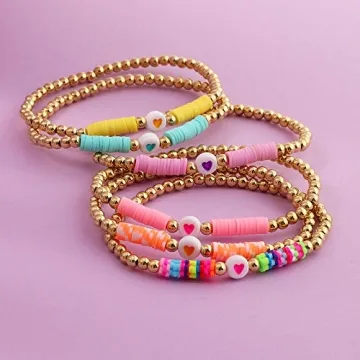 Colorful 6-Pc Gold Beaded Bracelet Set for Women