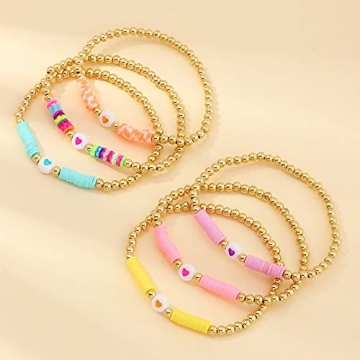 Colorful 6-Pc Gold Beaded Bracelet Set for Women
