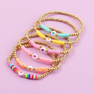 Colorful 6-Pc Gold Beaded Bracelet Set for Women