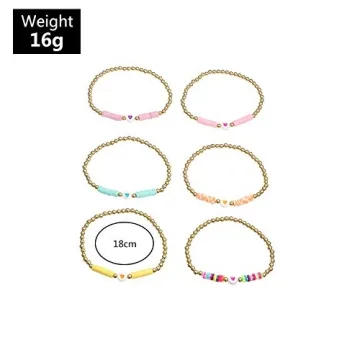 Colorful 6-Pc Gold Beaded Bracelet Set for Women