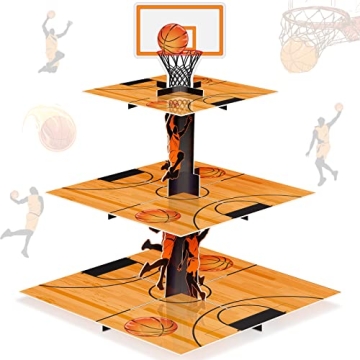 3-Tier Basketball Cupcake Stand for Sports Theme Party
