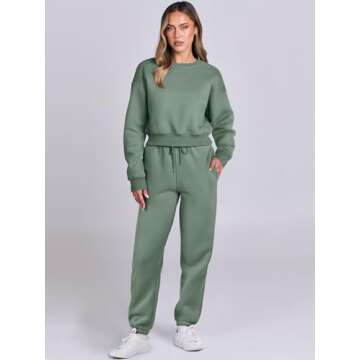 ANRABESS Women's Two Piece Outfits Long Sleeve Crop Sweatshirt and Jogger Pants Lounge Sweatsuit Sets Tracksuit with Pockets Large