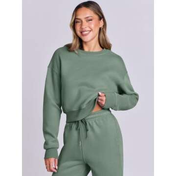 ANRABESS Women's Two Piece Outfits Long Sleeve Crop Sweatshirt and Jogger Pants Lounge Sweatsuit Sets Tracksuit with Pockets Large