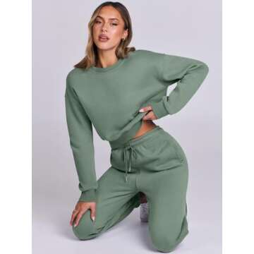 ANRABESS Women's Two Piece Outfits Long Sleeve Crop Sweatshirt and Jogger Pants Lounge Sweatsuit Sets Tracksuit with Pockets Large