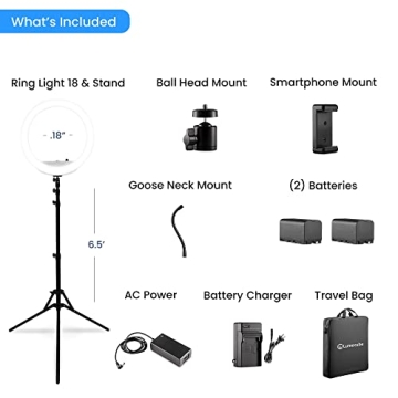 Lume Cube Cordless 18” Ring Light with Stand and Accessories