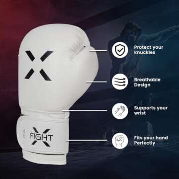 FightX Boxing Gloves MMA Heavy Bag Boxing Gloves for Adults Boxing Practice Gloves Men and Women Lig...