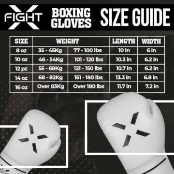 FightX Boxing Gloves MMA Heavy Bag Boxing Gloves for Adults Boxing Practice Gloves Men and Women Lightweight Boxing Gloves for Training & Sparring Gloves Boxing for Kickboxing (White/Black,8oz)