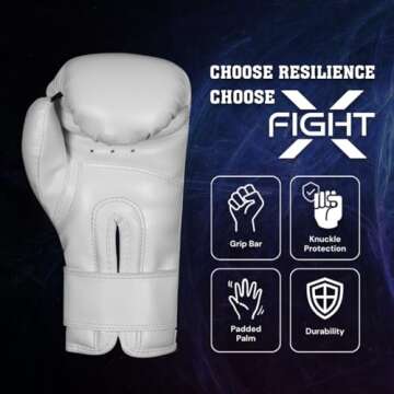 FightX Boxing Gloves MMA Heavy Bag Boxing Gloves for Adults Boxing Practice Gloves Men and Women Lightweight Boxing Gloves for Training & Sparring Gloves Boxing for Kickboxing (White/Black,8oz)