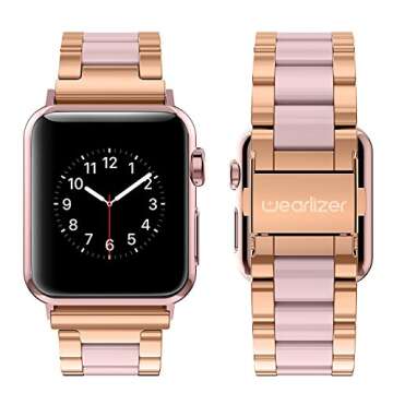 Wearlizer Apple Watch Band - Stylish Dark Rose Gold+Pink for Women