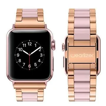 Wearlizer Apple Watch Band - Stylish Dark Rose Gold+Pink for Women