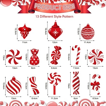 Funrous 56 Pcs Christmas Candy Hanging Swirls Decorations