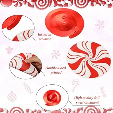 Funrous 56 Pcs Christmas Candy Hanging Swirls Decorations
