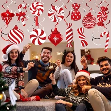 Funrous 56 Pcs Christmas Candy Hanging Swirls Decorations