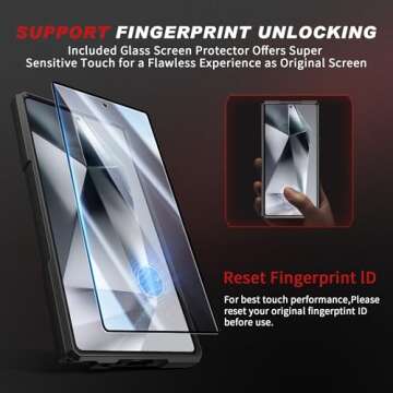 TONGATE Magnetic for Samsung Galaxy S25 Ultra Case with Ring Stand, [Compatible with MagSafe][Camera Cover Kickstand] Drop Shockproof Rugged Phone Case for S25 Ultra with Screen Protector 2025, Black