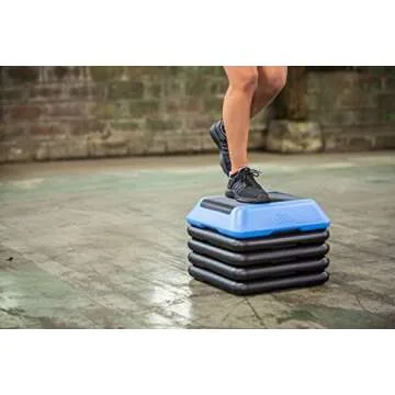 The Step Adjustable High Step Aerobic Platform with 4 Risers, Home Gym Workout Equipment, Fitness St...