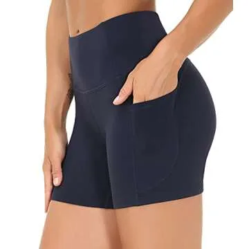 High Waist Yoga Shorts for Women with Pockets and Tummy Control