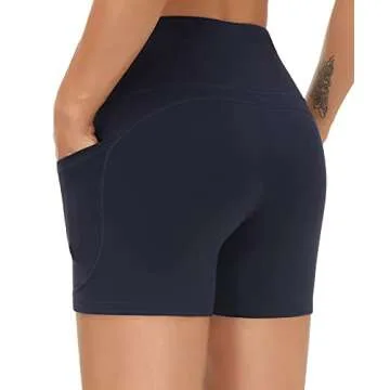 High Waist Yoga Shorts for Women with Pockets and Tummy Control