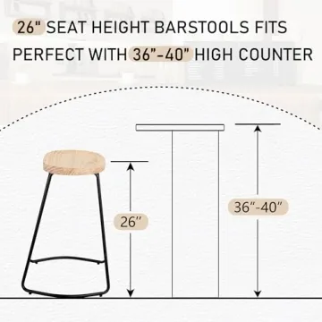 HeuGah Stylish Bar Stools Set for Kitchen Islands 26 Inch