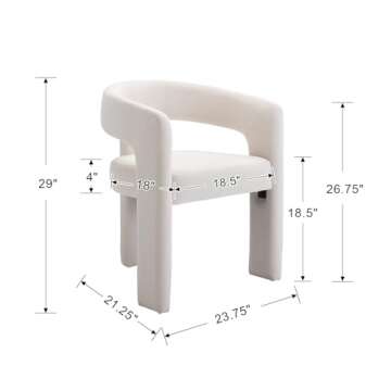 DAYALANE Modern Barrel Dining Chairs Set of 4, Upholstered Accent Kitchen Chair with Arms Comfy Velvet Side Chair for Living Room/Home Office/Reception, Velvet Cream