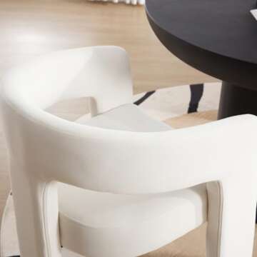 DAYALANE Modern Barrel Dining Chairs Set of 4, Upholstered Accent Kitchen Chair with Arms Comfy Velvet Side Chair for Living Room/Home Office/Reception, Velvet Cream
