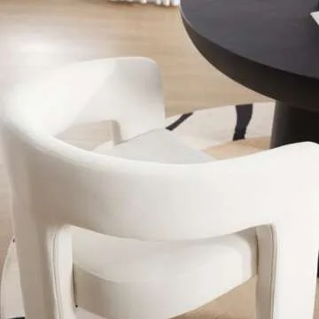 DAYALANE Modern Barrel Dining Chairs Set of 4, Upholstered Accent Kitchen Chair with Arms Comfy Velvet Side Chair for Living Room/Home Office/Reception, Velvet Cream