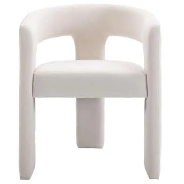 DAYALANE Modern Barrel Dining Chairs Set of 4, Upholstered Accent Kitchen Chair with Arms Comfy Velvet Side Chair for Living Room/Home Office/Reception, Velvet Cream