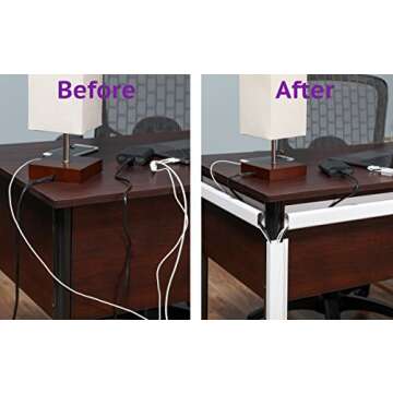 J Channel Cable Management - 5-Pack 16-Inch Wire Organizers for Cords - Cord Hider Kit for Desk, Office, and Kitchen Use by Simple Cord (White)