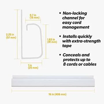 J Channel Cable Management - 5-Pack 16-Inch Wire Organizers for Cords - Cord Hider Kit for Desk, Office, and Kitchen Use by Simple Cord (White)