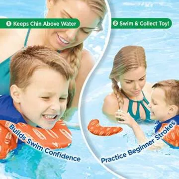 SwimSchool Swim Trainer - Small/Medium - Swim Vest with Shoulder Sleeves, Adjustable Safety Strap, a...