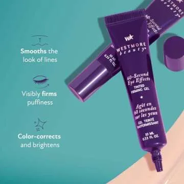 Westmore Beauty 60 Second Eye Effects Tinted Firming Gel - Instant Tightening Serum, Under-Eye Cream for Puffiness and Bags - Light to Medium, 0.33 Fl Oz (10 mL)