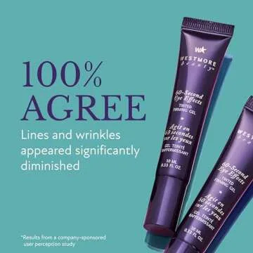 Westmore Beauty 60 Second Eye Effects Tinted Firming Gel - Instant Tightening Serum, Under-Eye Cream for Puffiness and Bags - Light to Medium, 0.33 Fl Oz (10 mL)