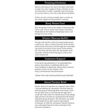 Farmer Brad GF-001 Automatic Chicken Waterer 2 Gallon BPA Free