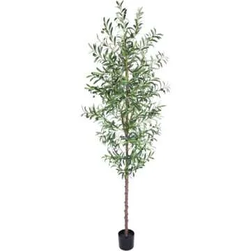 CETRD Artificial Olive Tree, 7FT Tall Faux Olive Trees 84in Outdoor Fake Potted Silk Plant with Trunk and Realistic 1048 Leaves and 40 Fruits for Modern Office Home Decor Indoor（1pack）