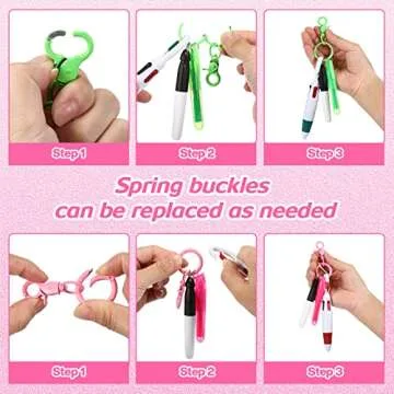 Sabary Mini Highlighter Nurse Pen Pack Set Nurse Pens for Badge Include Pink and Purple Tip Highlighter 2 Permanent Marker and 2 Retractable Ball with 2 Keychain Clip(Pink, Green)