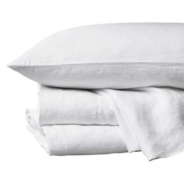 Coyuchi Organic Relaxed Linen Sheet Set - Soft, Comfortable Bedding – Made Safe Certified – Mode...