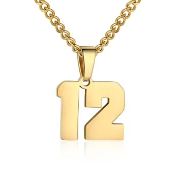 Number Necklace for Men Athletes Gold Plated Chain Personalized Sports Jewelry
