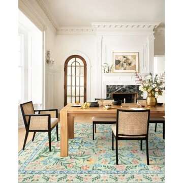 Lahome Boho Light Green Large Area Rugs for Bedroom, Floral Washable Rugs 9x12 Living Room, Soft Non-Slip Thin Rug for Nursery Kids Playroom Girls Home, Tea Green