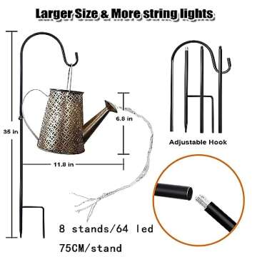 Solar Watering Can with Lights - Solar Lights Outdoor Decorations Large Hanging Solar Garden Lights with Bracket Waterproof Watering Can Landscape Light for Patio Gardening Pathway Gift(Warn White)