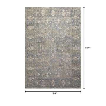 Loloi Chris Loves Julia Rosemarie 7'-10" x 10' Area Rug in Sand/Lagoon - Classic No-Shed Area Rug, S...