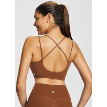 BALEAF Freeleaf Women's Sports Bra Longline, Molded Cup Yoga Bra Thin Strap Low Impact Workout Crop Tank Tops