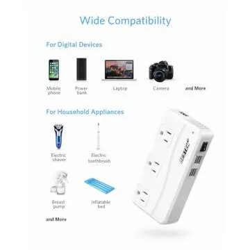 BESTEK 200W Power Inverter DC 12V to 110V AC Inverter with 4.2A 4-Port USB Car Adapter [ETL Listed]